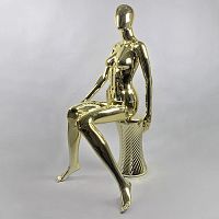 FE-6 gold/silver Манекен женский сидячий с тумбой глянцевый без лица