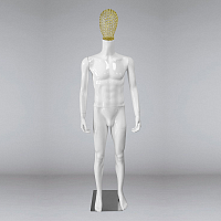 MR1-1-metal head Манекен мужской глянцевый с металлической головой