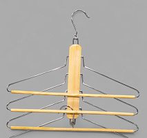 H44-4 Вешалка для одежды с деревянной перекладиной 4-х ярусная 