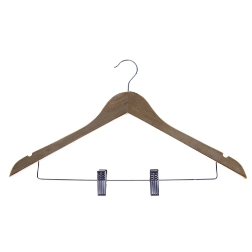 66RU Вешалка деревянная с перекладиной с клипсами 66RU Вешалка деревянная с перекладиной с клипсами