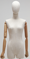 TTW-7-8 Торс портновского манекена женский с бедром, с головой, шарнирные руки