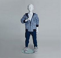 Манекен детский матово-белый на стеклянном основании, 6 лет мальчик,120 см 9003К 