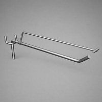 DQ004 Крючок одинарный с ценникодержателем для перфи-панелей, хром, L=200 mm, d=5mm (без кармана)