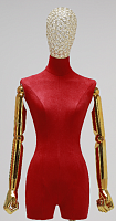 Торс портновского манекена женский, с бедром, сетчатая голова, шарнирные руки TTW-7-7