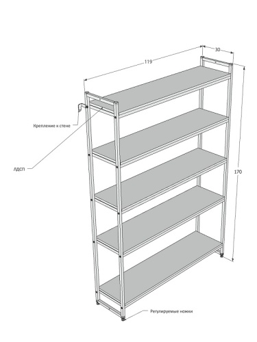 PORTA-A1712Ч Стеллаж лофт 