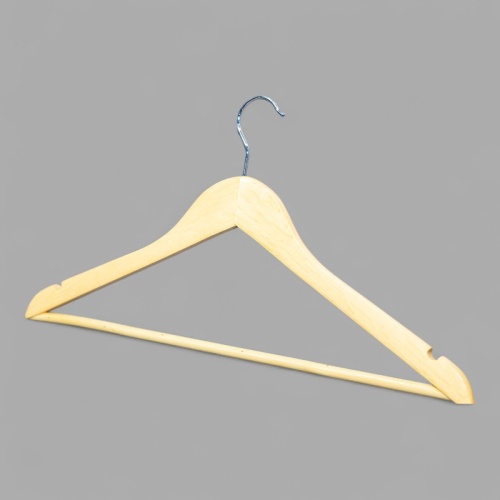 C30N Вешалка-плечики для одежды деревянная с перекладиной (светлое дерево) фото 5