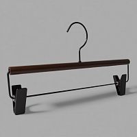 WL182 Вешалка металлическая с зажимами, с деревянной вставкой L-335 мм